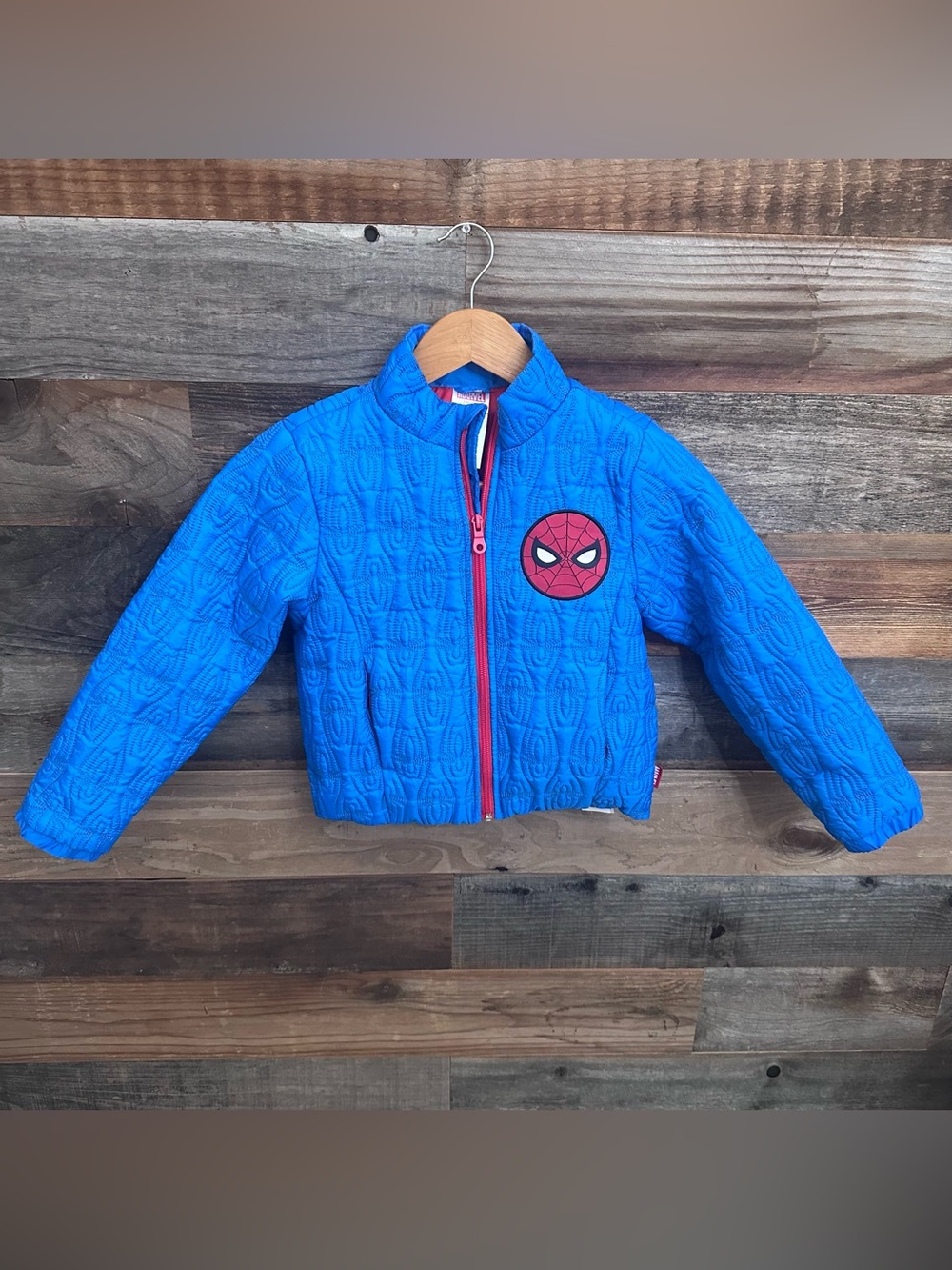 Marvel Spider-Man Kids Blue Quilted Jacket Boys 5/6 EUC Winter Jacket Superhero